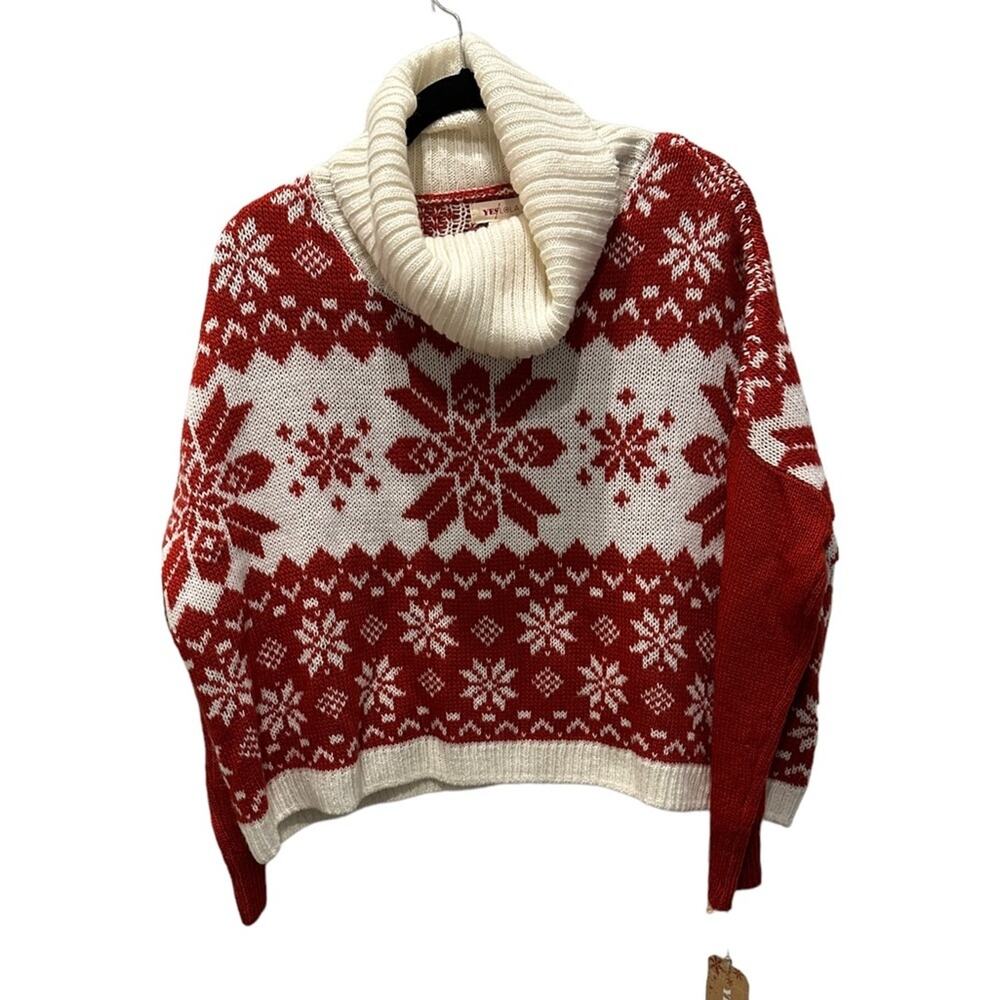 ANTHROPOLOGY Yes Lola Christmas sweater red and white size S but over sized XXL